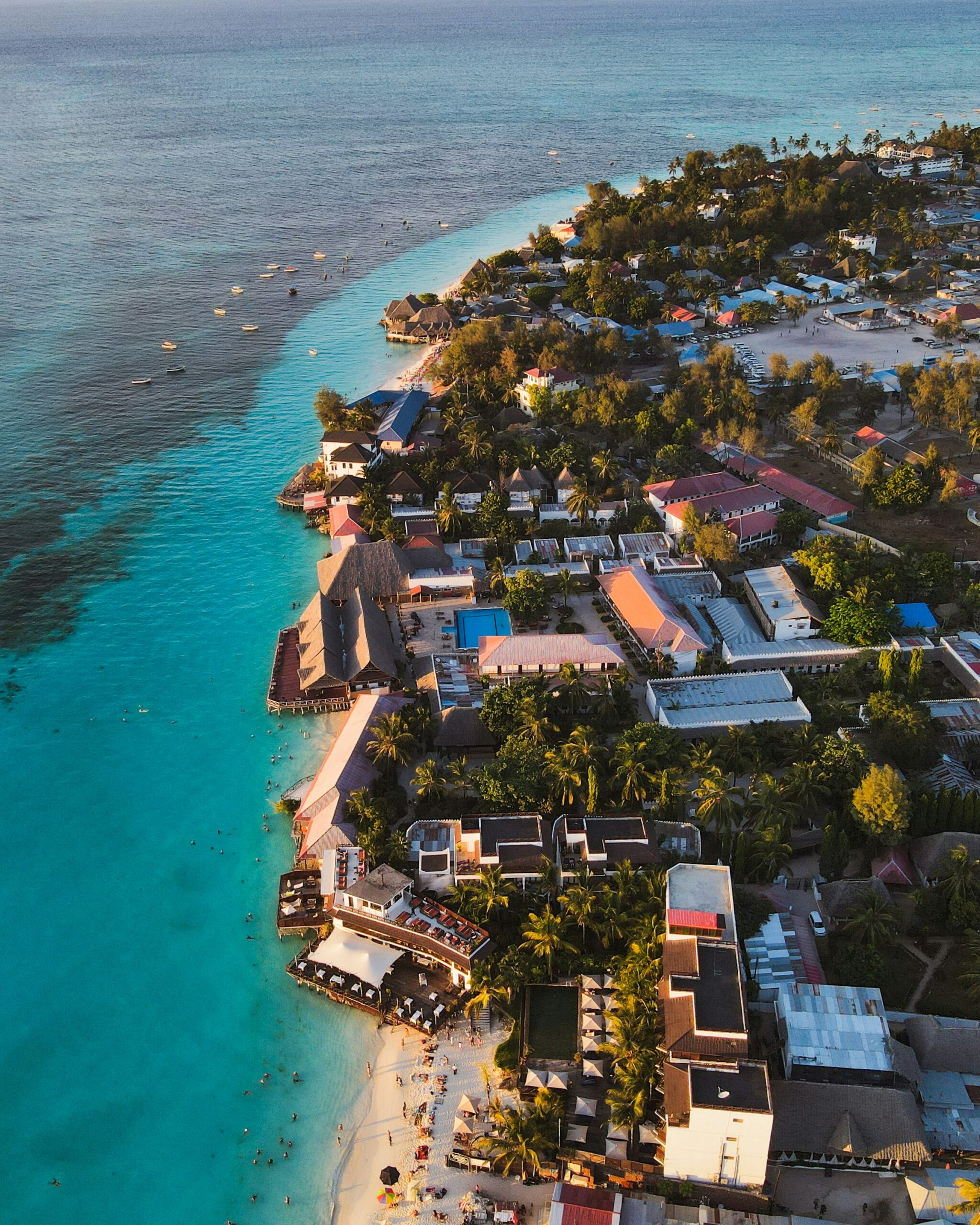 Zanzibar Island beach with traditional dhow boat